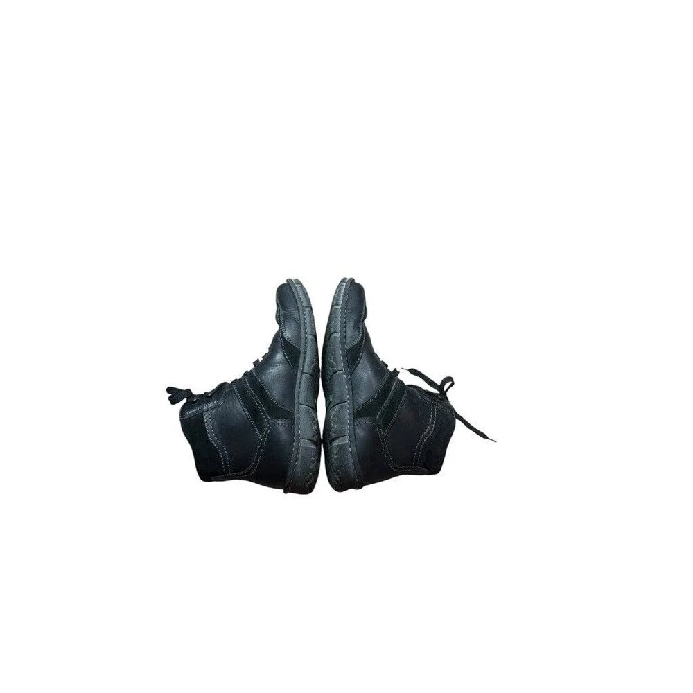 Josef Seibel Mens Size 41 EU 8 US Womens 10.5 Black Leather Lace Up Ankle Boots